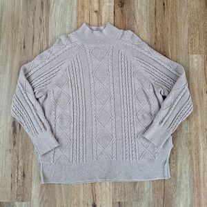 Philosophy Republic Womens Size XL Mock Turtleneck Knit Cable Sweater Beige
